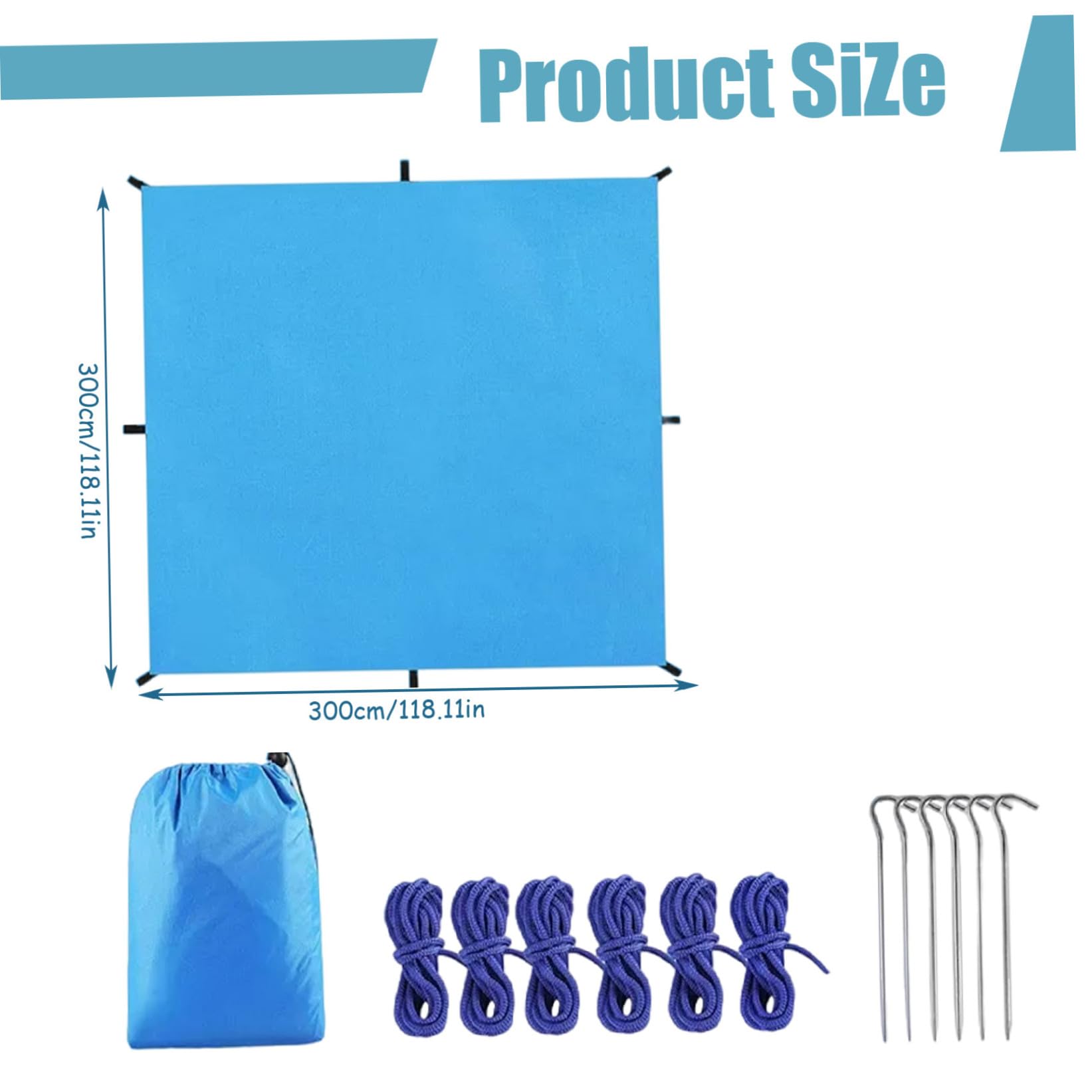 Bâche de Survie, bâche de Camping, 3 x 3 m, imperméable et légère, Pare-Soleil Anti-Pluie, revêtement argenté Polyvalent pour Le Camping, la randonnée et Les activités Plein air