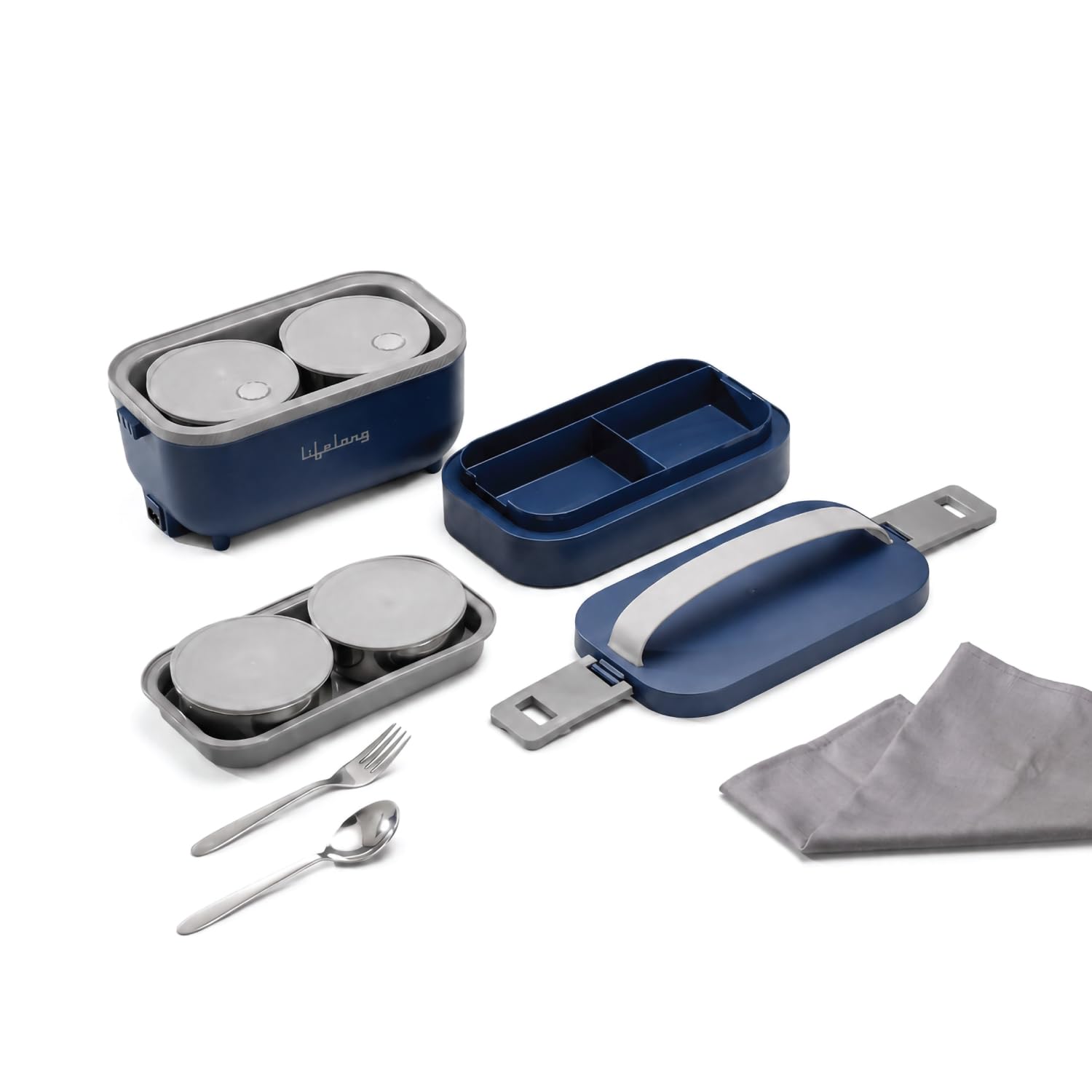 Lifelong Electric Lunch Box with Bag & Cutlery | Food Warmer | Set of 4 (2pcs 300ml + 2pcs 175ml) Retains Nutrients & Keeps Food Fresh | Radiation-Free, Plug-and-Heat | Portable, Durable, Shock-Proof-image-45