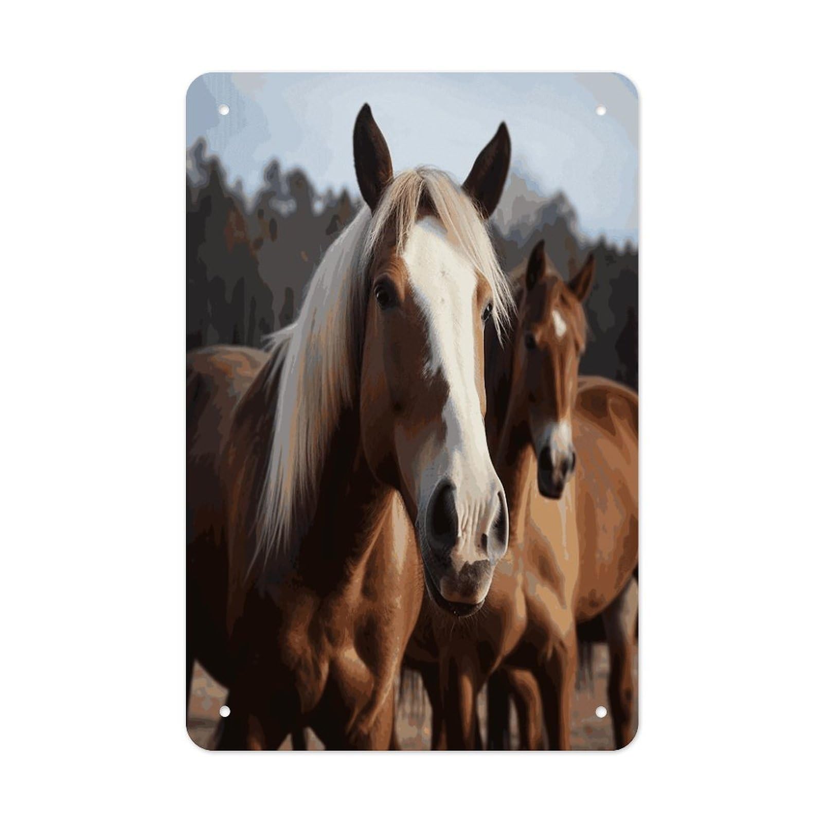 Horses Animals Metal Tin Sign Wall Decor Hanging Plaque