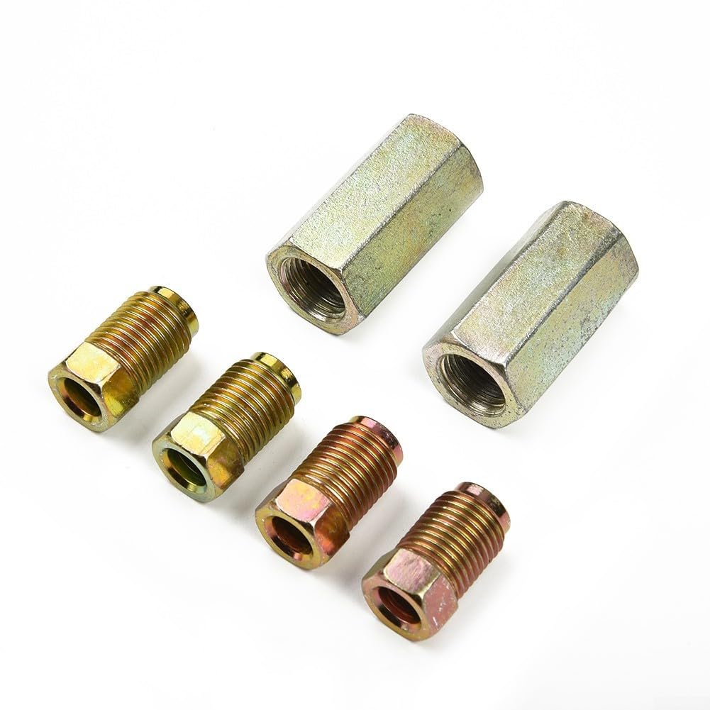 Lot de connecteurs de tuyau de frein 2 voies femelles avec 4 écrous mâles pour pas de 10 mm x 1 mm, compatible avec tuyau de frein 3/16