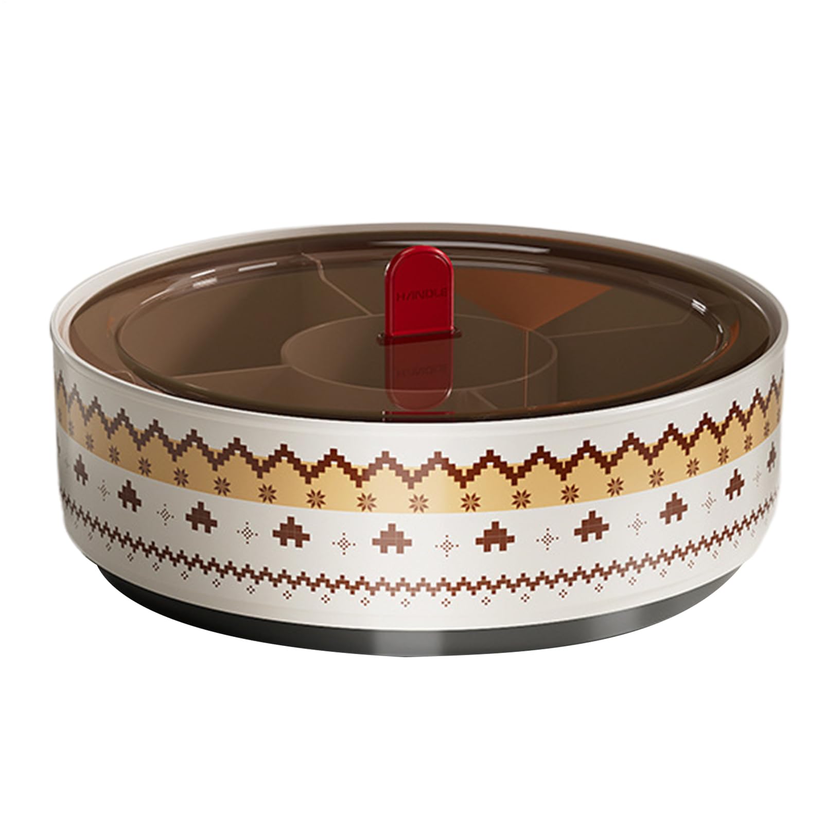 Rotating Snack Box Tray - Divided Food Grade Container, Retro Tableware Set | 5 Compartment Snackle Box Eating Snacks Fruits Nuts Pistachios Cherries Candies Outdoor Travel Birthday Use With Compact P