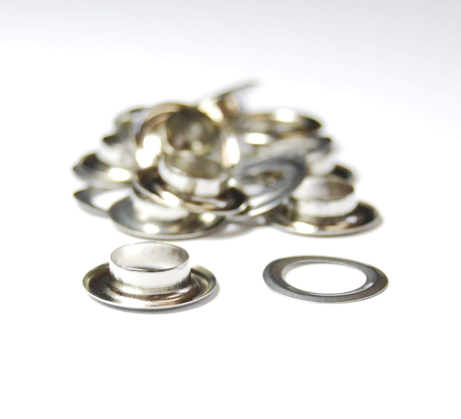 Celloexpress Silver 6Mm Brass Metal Eyelets Grommets & Washer Findings - For Leather Craft Clothing Flags Banners - Pack Of 10