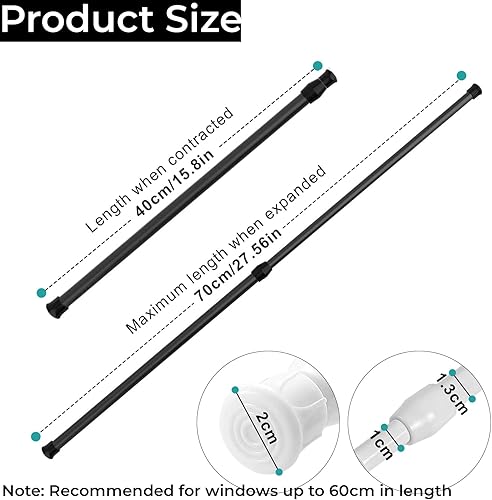 Miniatura 9 de 4 Pcs Window Security Bars, Adjustable Sliding Glass Door Bar Sliding Door Security Bar Window Safety Lock Bar with Rubber Tips for Children Home,