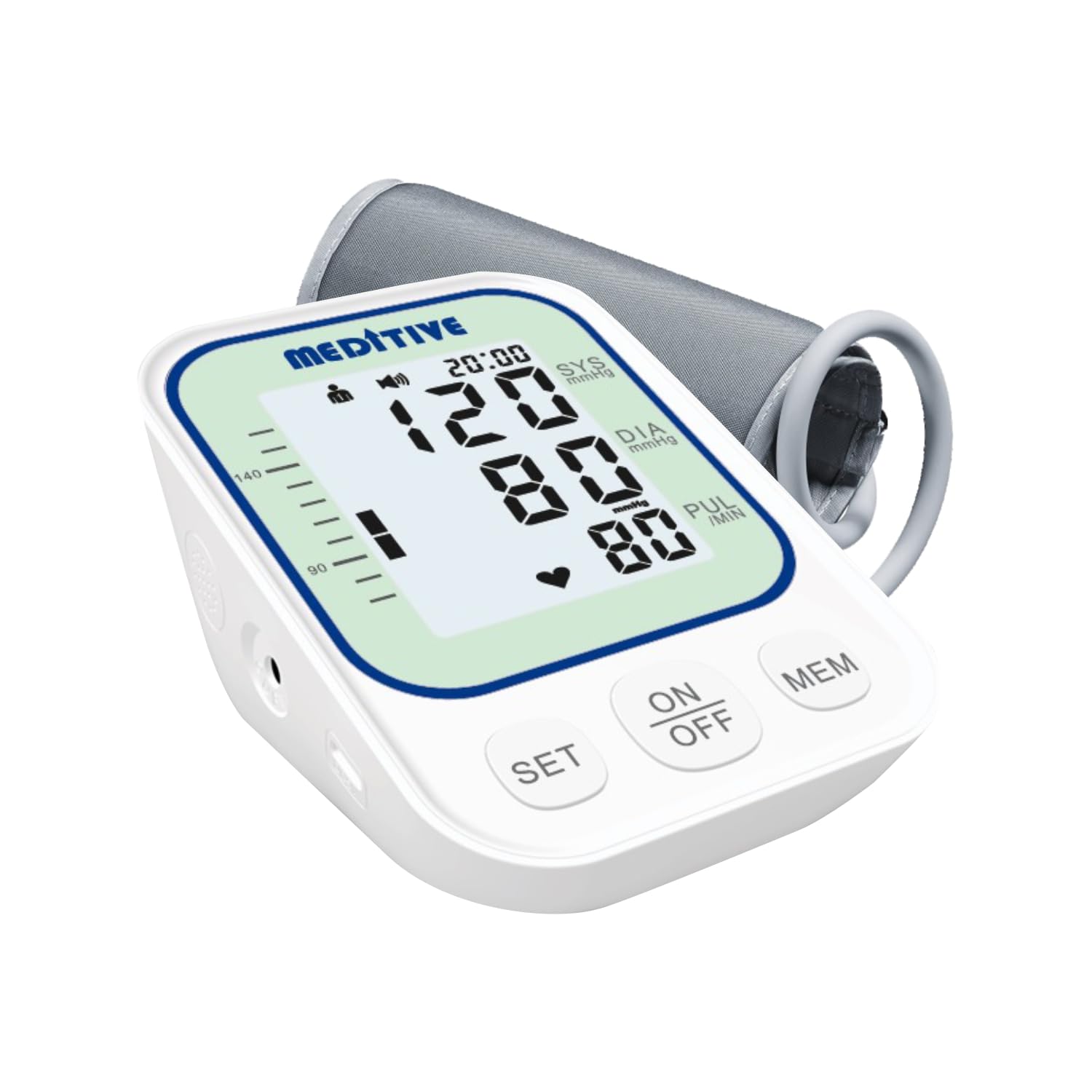 MEDITIVE Blood Pressure Monitor Fully Automatic Arm-type Digital with Rechargeable Battery and Type-C USB Charging Port