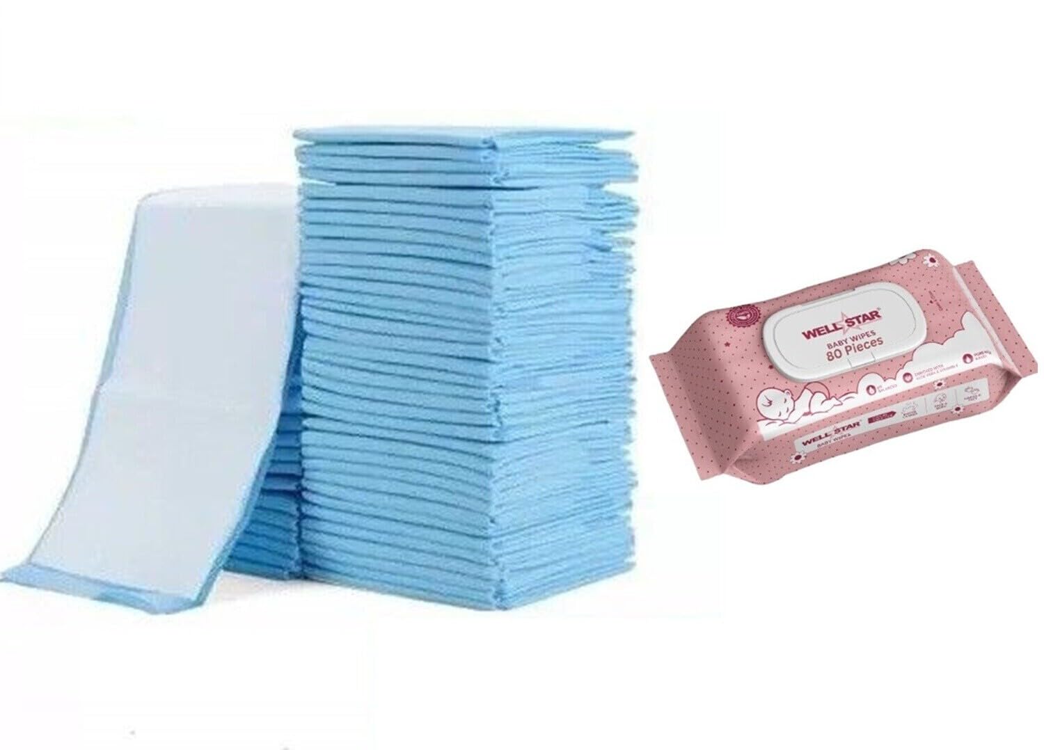 WELLSTAR Underpads in 100 pcs bulk packing large size 60X90 with Wipes Large (100 Units)-image-18