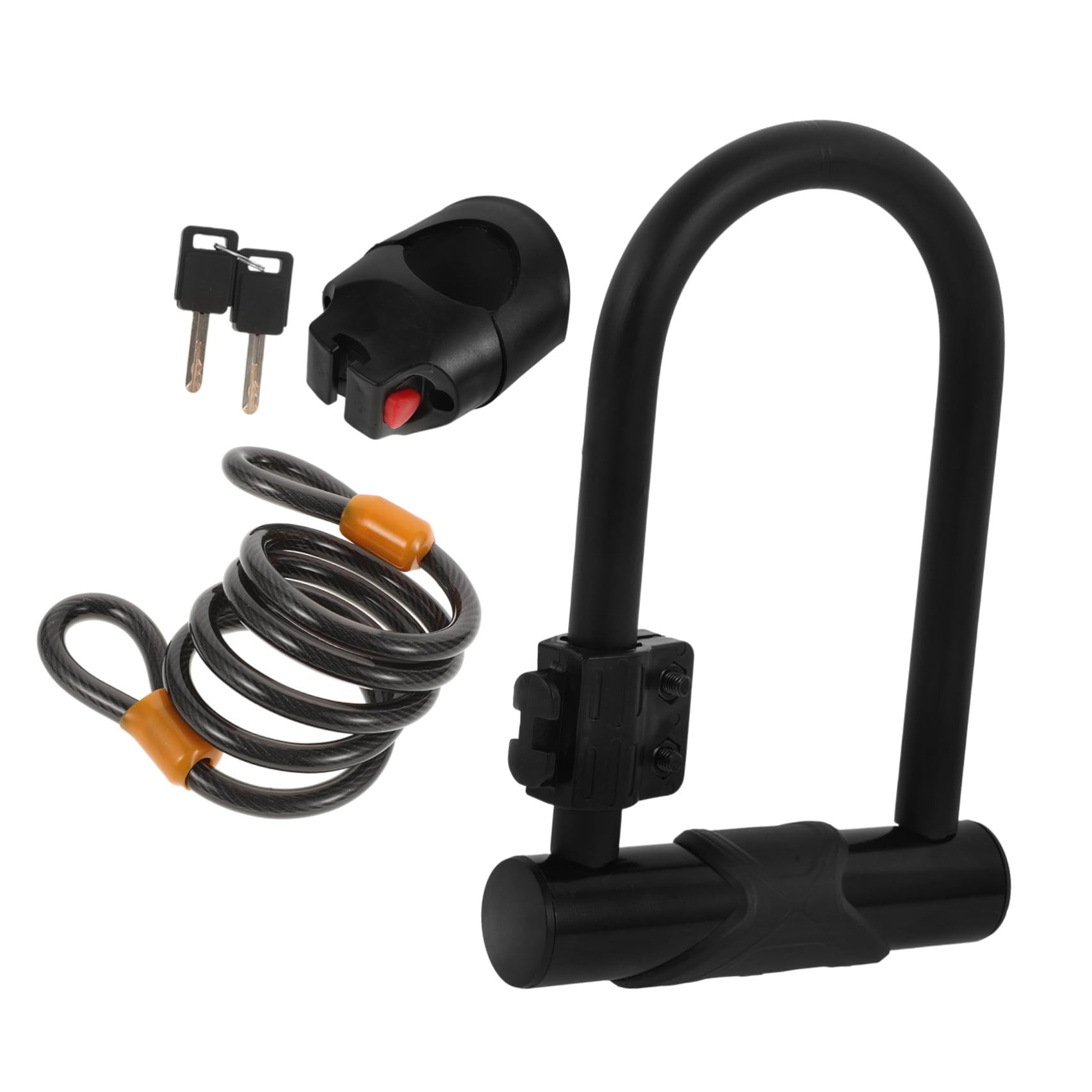 Antivol Vélo en U avec Câble Acier, Serrure à Clé Noire | Acier et Pvc, Format Voyage, Usage Cyclisme Extérieur, Système de Verrouillage Double, Protection du Cadre