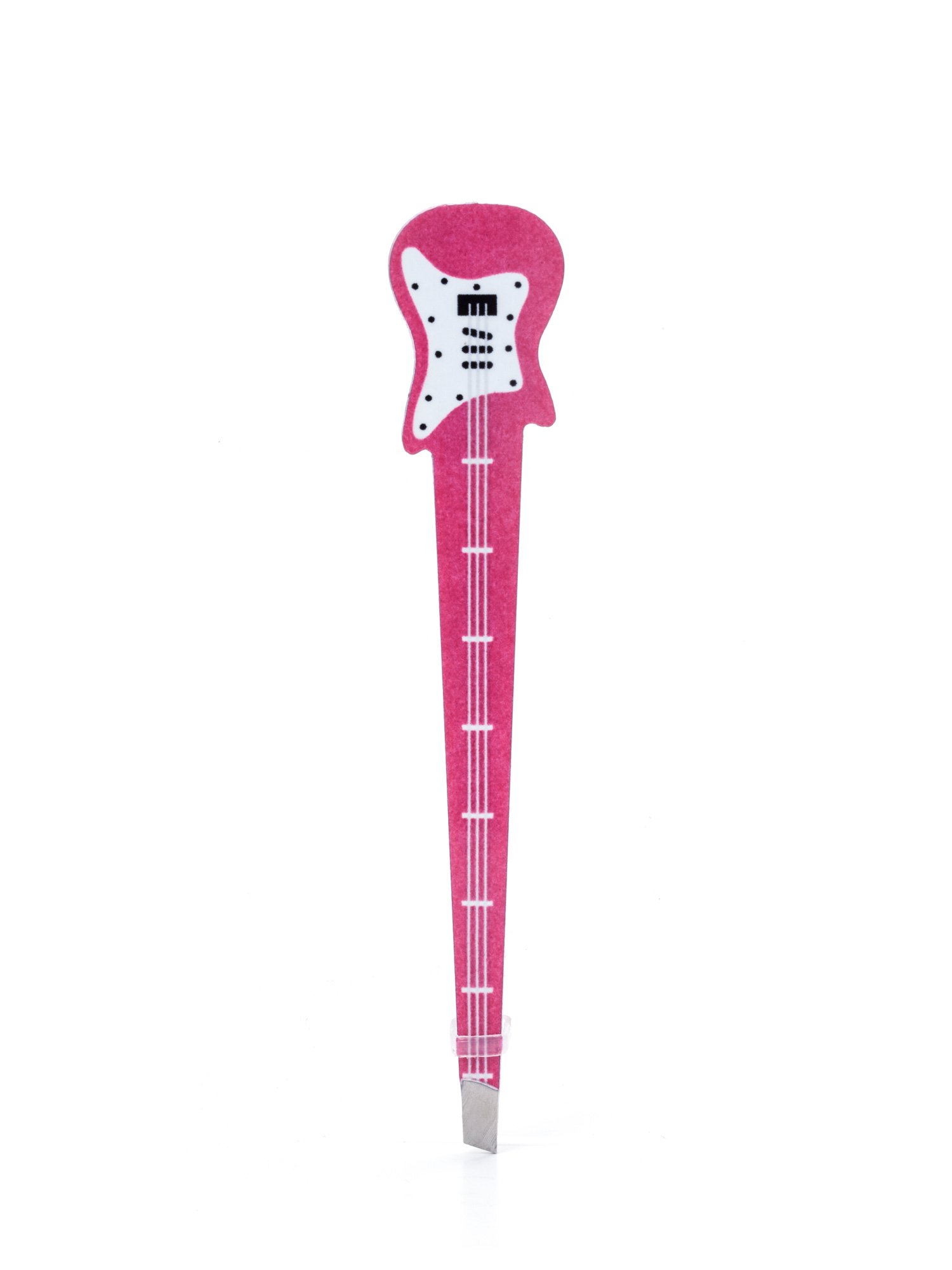 Kikkerland Pink Precision Eyebrow Tweezers, Slanted Metal Guitar Tweezers