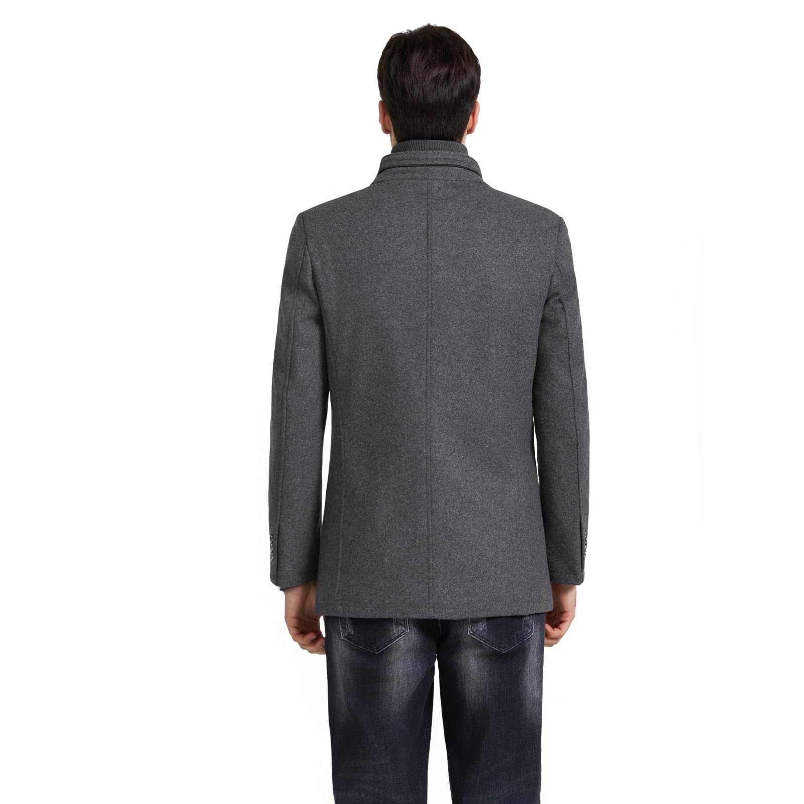 KUDORO Manteau Homme Mi-Long en Laine Chaud pour Hiver Col Montant Trench Coat Classique Parka Pardessus Caban Slim Fit Coup-Vent