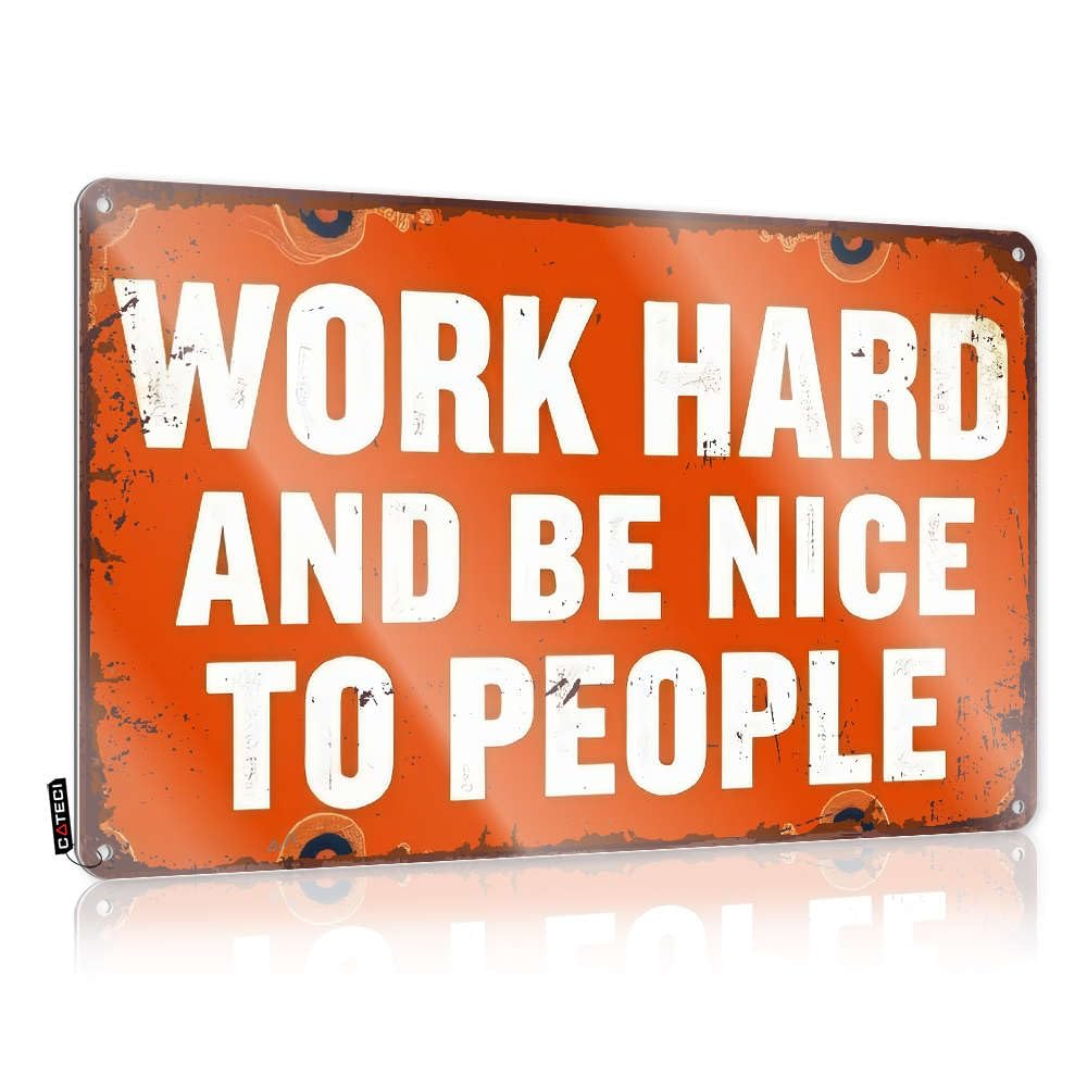 College Flags For Dorm Work Hard And Be Nice To People. Tin Sign Funny Wall Flags Room Stuff(30X40CM)