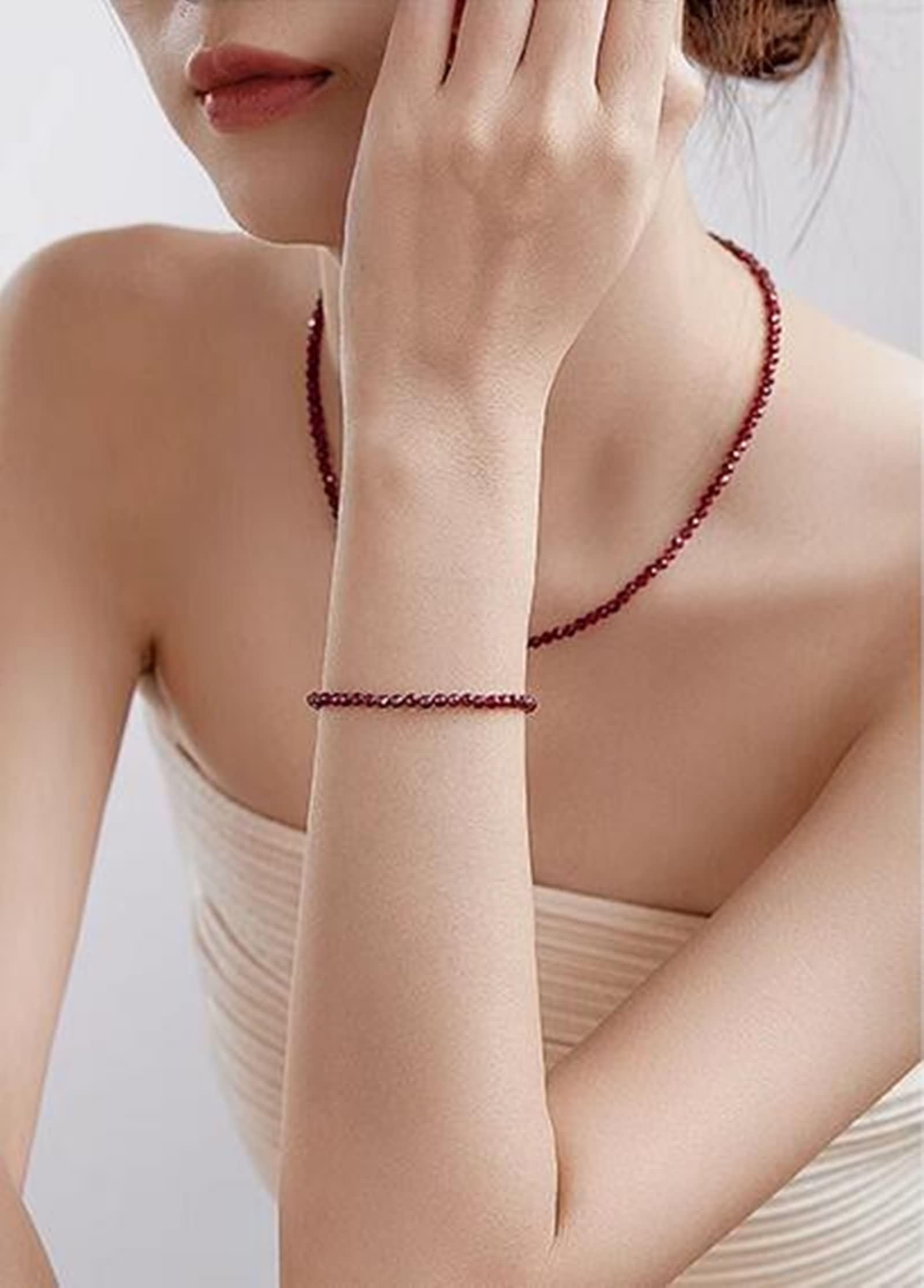 Pulseras de Mujer Oro 9 Kilates / 14 Kilates / 18 Kilates, Cuentas de Amatista Natural de 4 MM, Cadena Extensible 16 CM + 5 CM, Pulseras de Púrpura para Mujer Ajustable