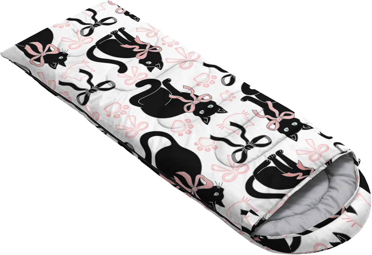 AILONEN Kawaii Panda Sleeping Bags,Lightweight & Waterproof,3 Season Warm & Cool Weather,Dreamy Purple Flower Animal Themed Sleeping Bags for Boys,Girls,Kids,Adults Travelling,Outdoors