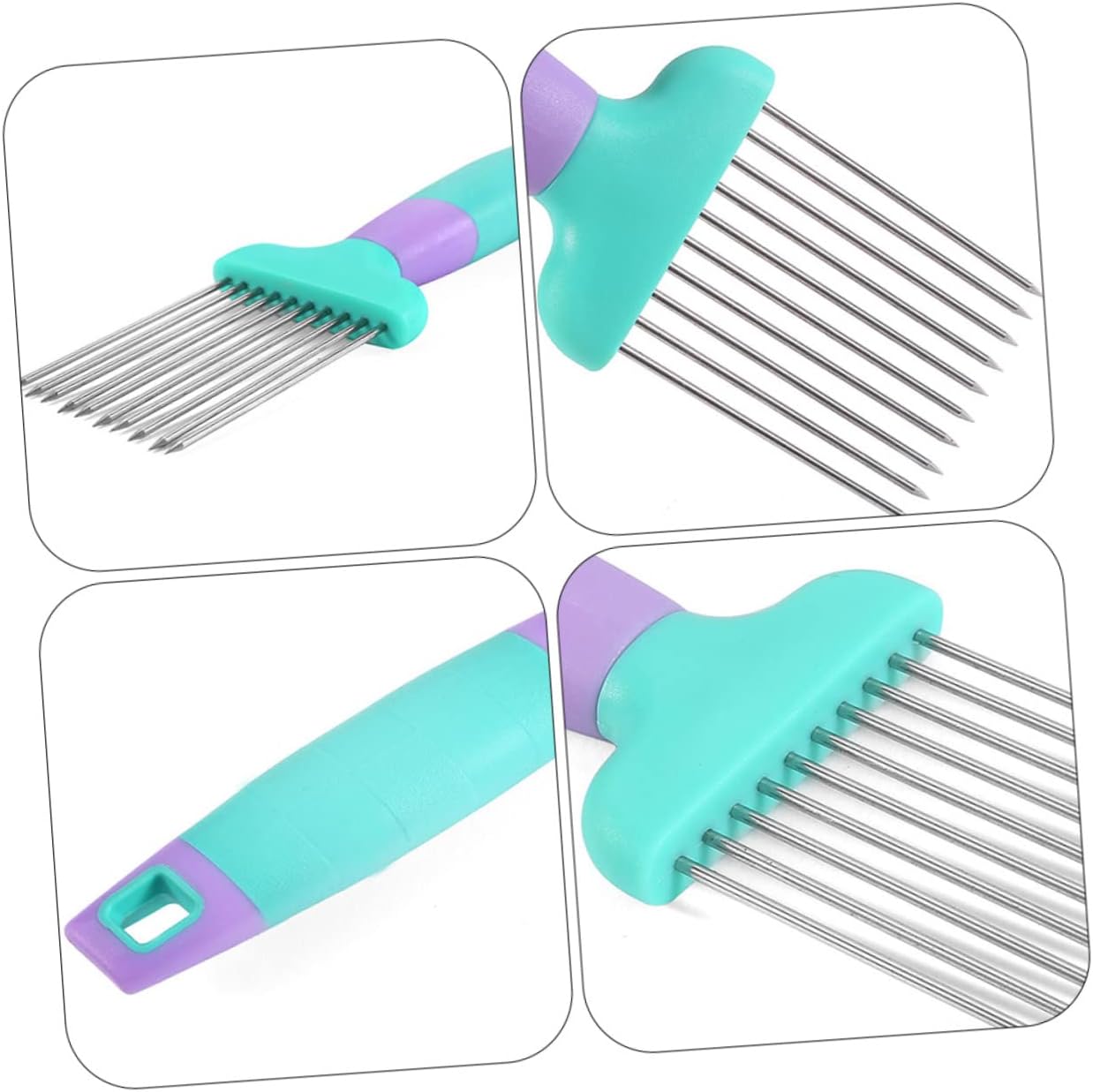 Stainless Steel Onion Needles Plastic Slicers 2pcs for Meat