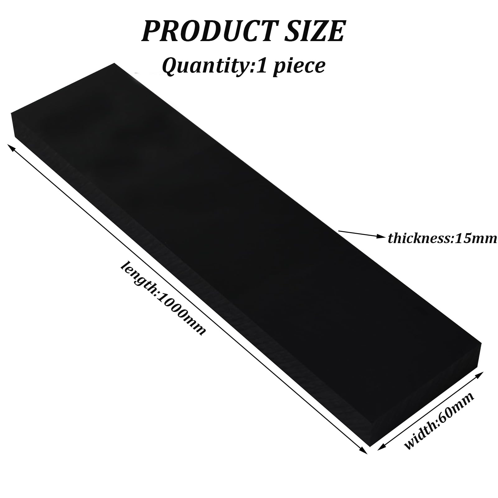 Striscia Piatta in Nylon Nero 1M di Lunghezza, Spessore 15Mm, Barra di Plastica Solida Larga 15-60Mm per Uso Industriale, Lavorazione, Taglio E Parti Meccaniche,60mm