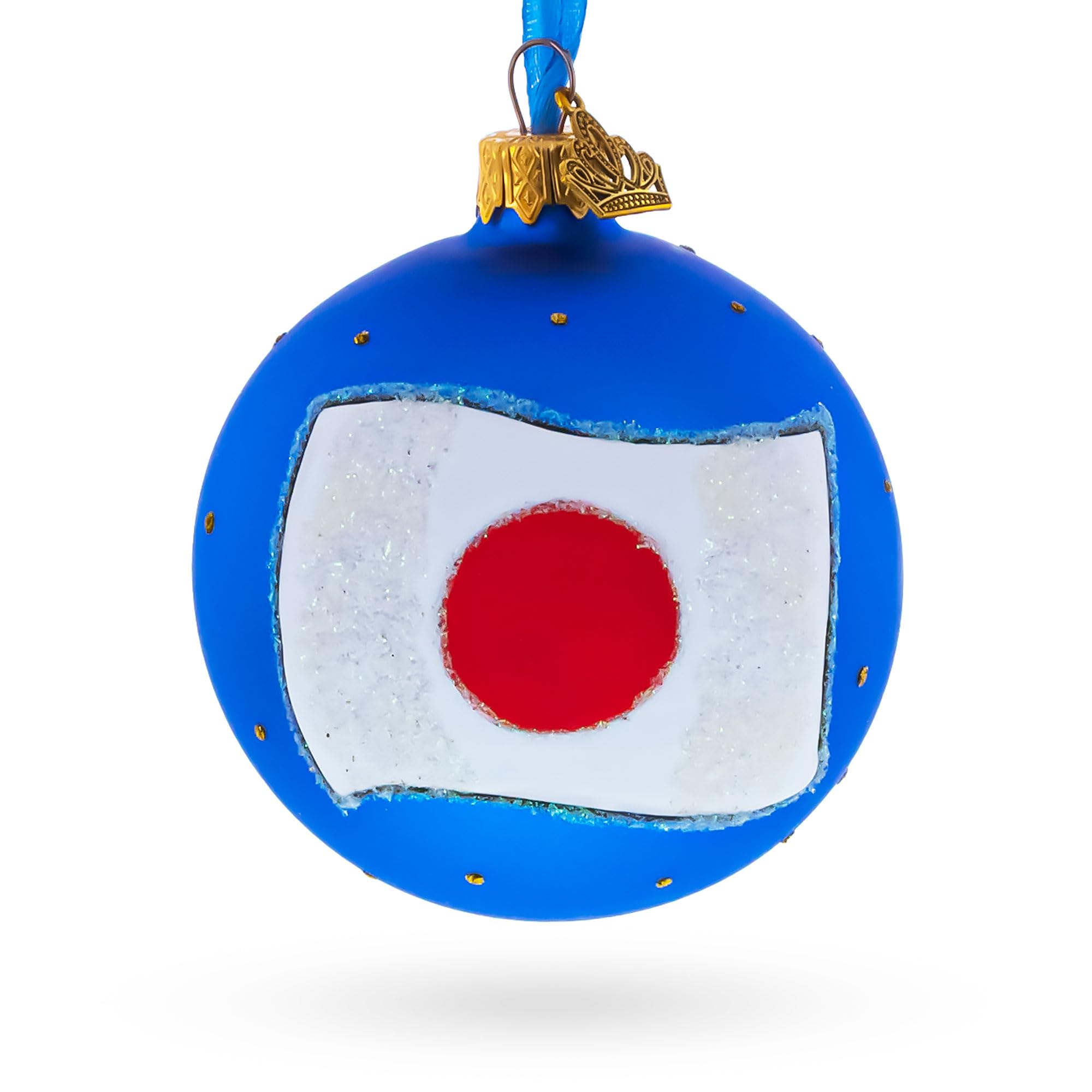 Drapeau du Japon en verre ornement de Noël de collection BestPysanky fait main pour sapin