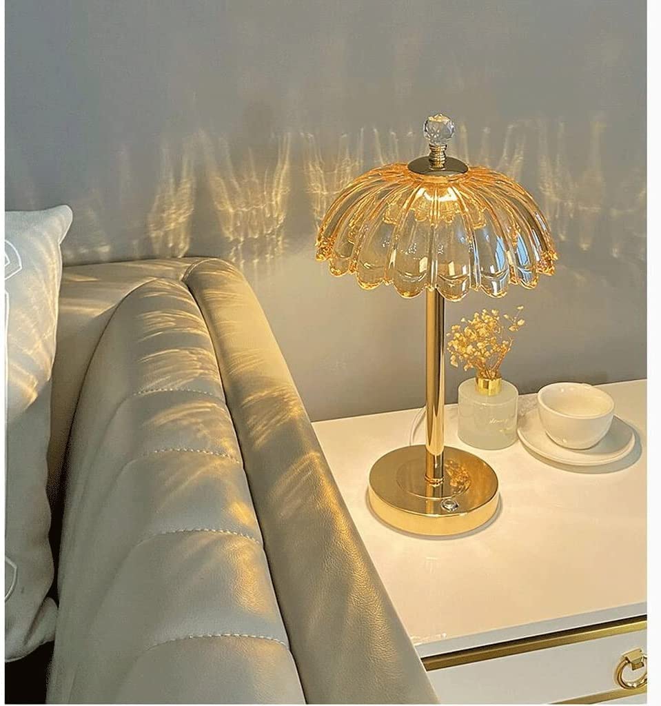 Lampa stołowa Lampka nocna Lampka nocna Lampka nocna Lampa stołowa LED Może być używana do ładowania telefonów komórkowych (interfejs USB), sterowanie dotykowe Lampa kryształowa Dekoracyjny klosz
