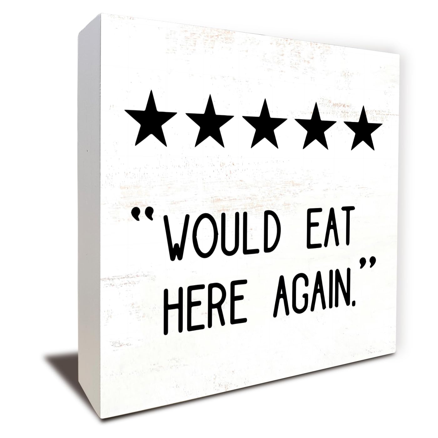 ULEGIE Funny Table Kitchen Decor, Would Eat Here Again, Kitchen Sign Farmhouse Kitchen Sign Counter Decoration, Rustic Kitchen Wood Block Signs for