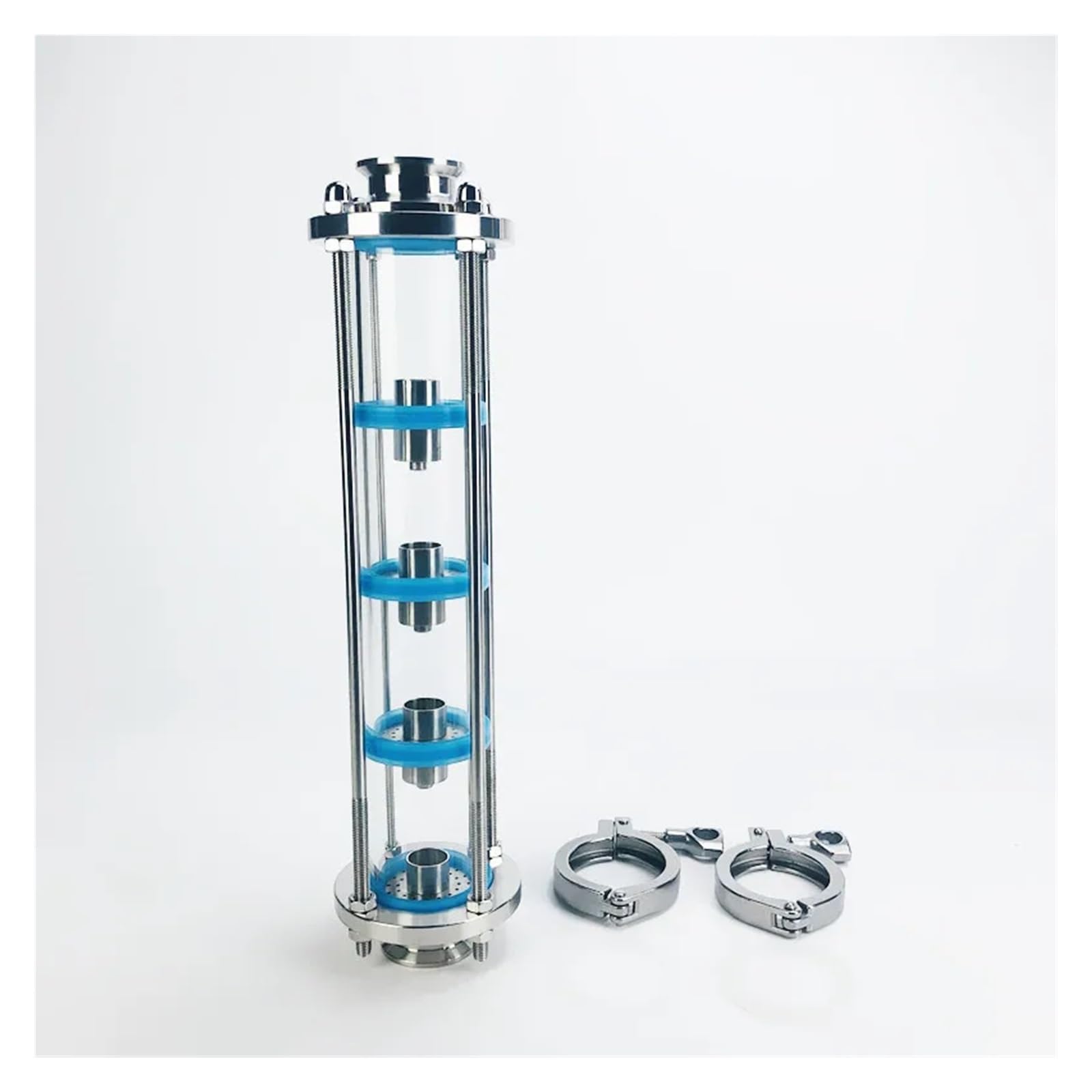 Colonna For Lenti Di Distillazione Colonna di lenti di distillazione da 2" a 4 piani con set di piatti in acciaio inossidabile, raccordo for vetro spia Tri-Clamp in acciaio inossidabile 304(Set 1)