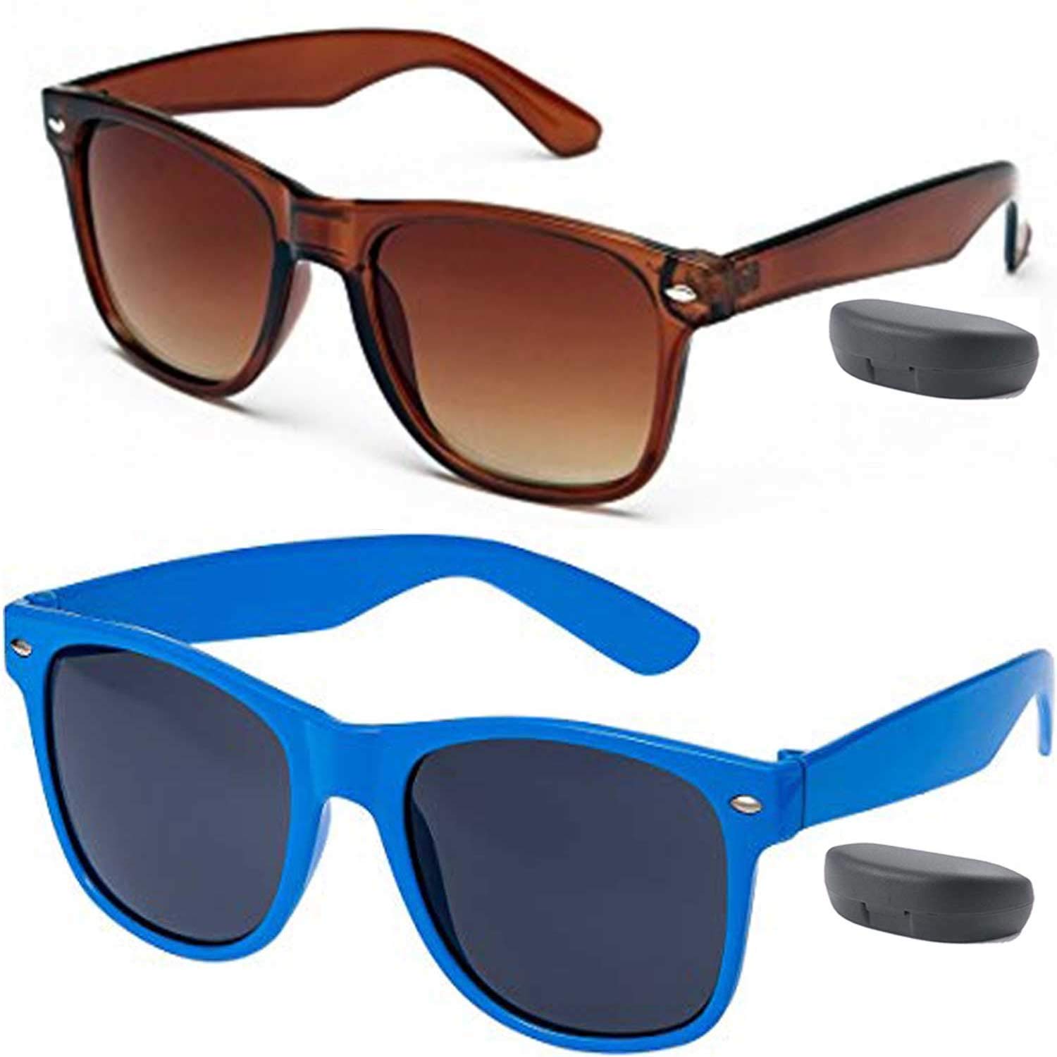 Y&S Unisex UV Protected Sunglasses For Mens Womens In Brown And Blue Combo Of 2 Man Woman Sun glasses Goggles Set (20P0-AH0A-BA1V)