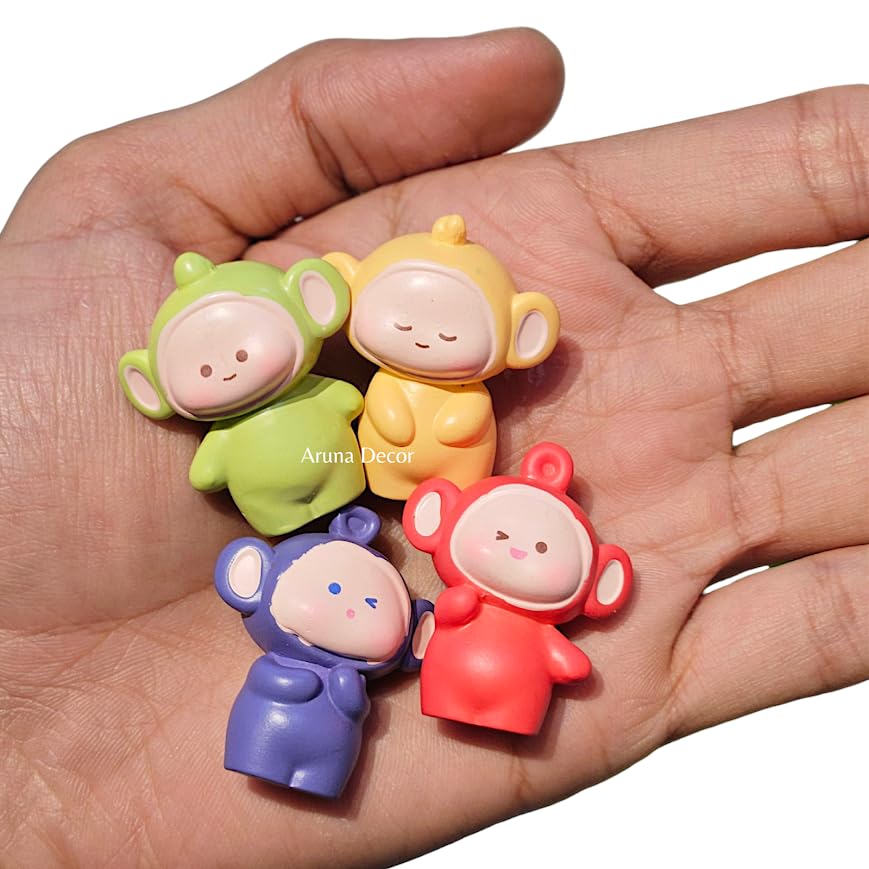 Image of Cute Miniature Monkeys Set of 4, Resin Miniature Figurines for Miniature Garden Decor, Terrarium, Fairy Garden, Dollhouse Accessories & Gifting