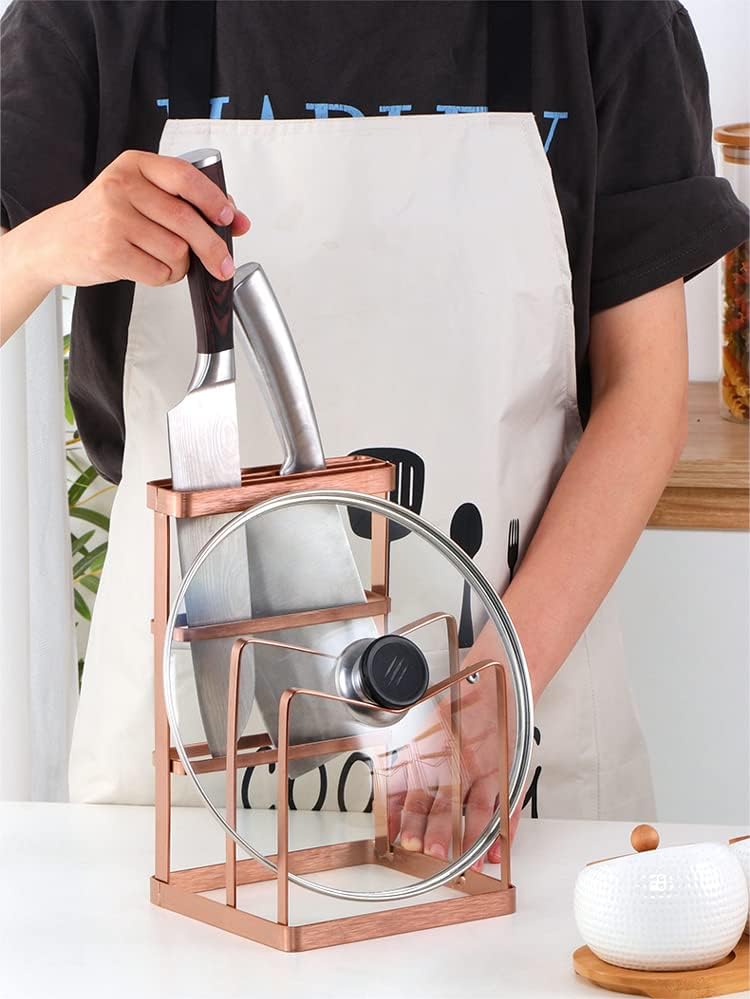 Miniatura 3 de Soporte para cuchillos para hornear, organizador de tapa para ollas, moldes de pasteles, tablas de cortar, alfombrillas, utensilios de cocina, oro