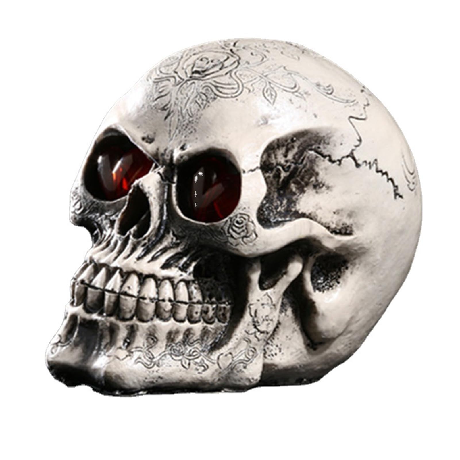 Luce LED a testa di teschio luminoso, decorazione teschio di Halloween, modello a testa di teschio in resina, con occhi luminosi a LED, per casa, bar, feste, decorazioni, gotico, Halloween