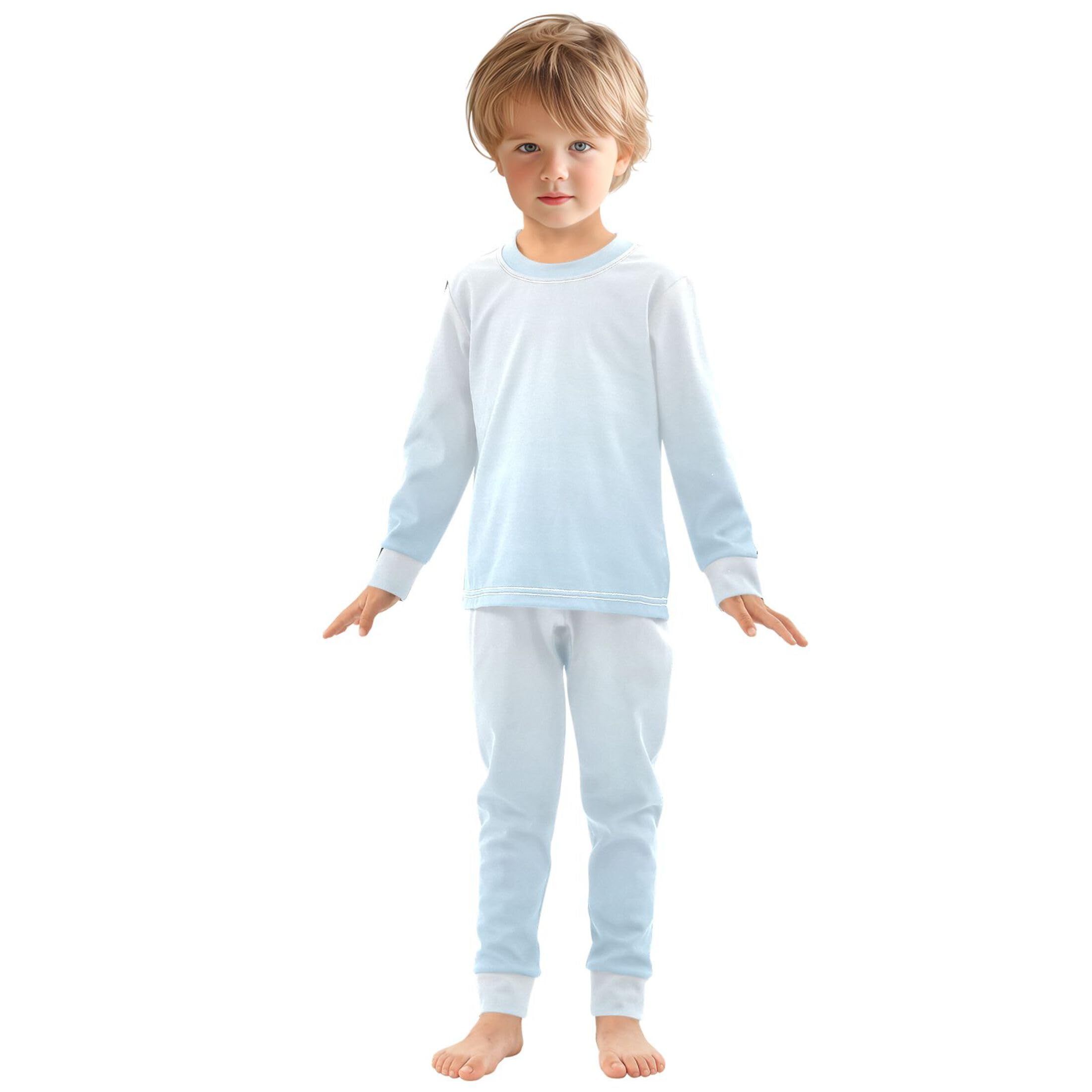 Gradient Ice Blue Long Sleeve Pajamas Set Sleepwear Jammies 2pcs Set Pjs Gradient Ice Blue