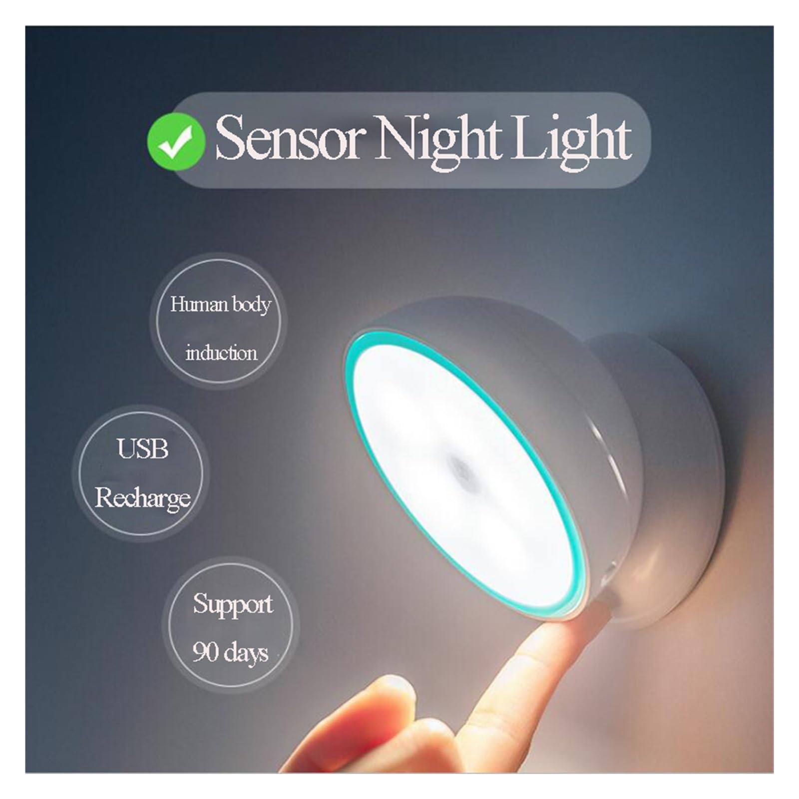 Unterschrank Leuchten LED Sensor Nachtlicht AAA USB Aufladbare PIR Wand Lampe 360 ​​Grad For Innen Kleiderschrank Schlafzimmer Küche Schrank Treppen Beleuchtung(USB Rechargeable,B)