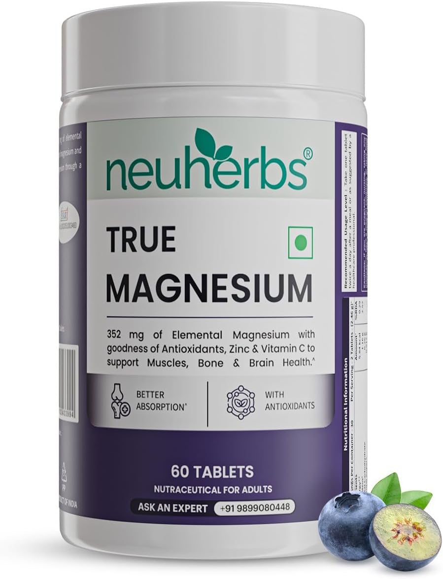 Magnesium Bisglycinate Tablets 1600mg | Chelated High Absorption Form True Magnesium with Zinc & Vitamin C | Supports Sleep, Muscle Recovery & Joint Health | 60 Tablets