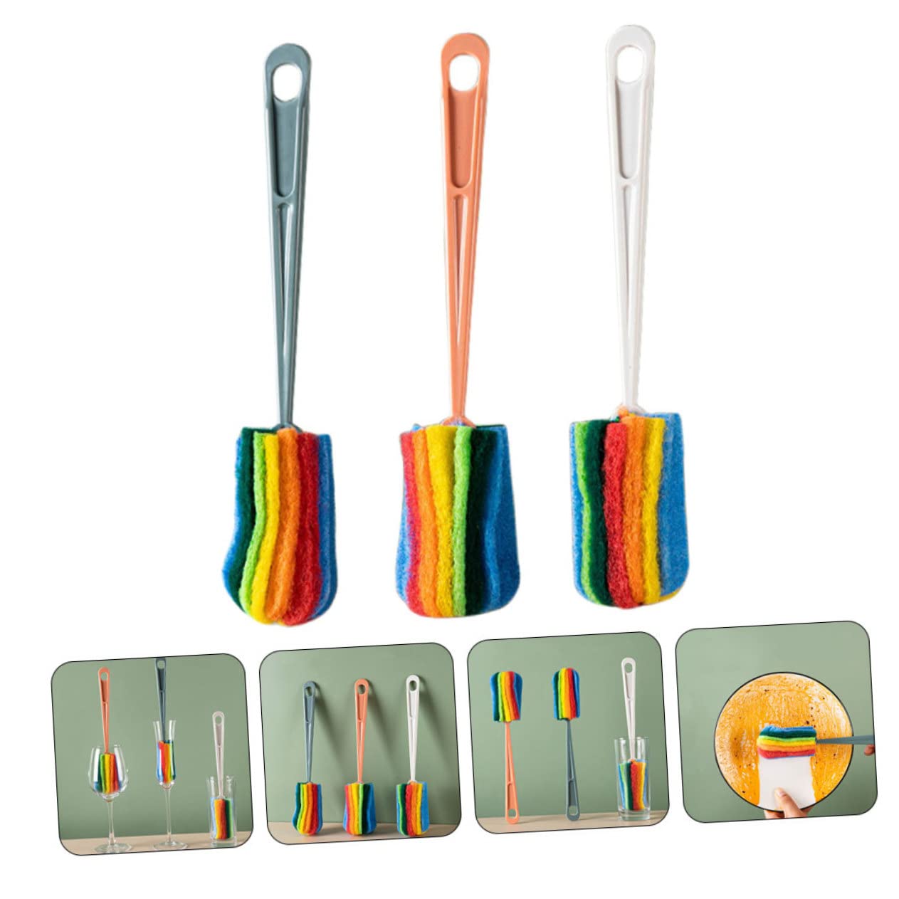 3 Series Cepillo De Limpieza Limpiador De Cepillos Hundir Cepillo para Biberones para Limpiar Cepillo para Botellas Reutilizable Estropajo Color Aleatorio 3 Piezas*3