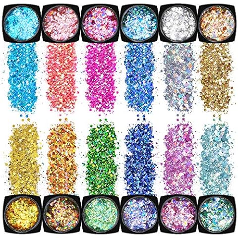 12 Pack Face Glitter Chunky Glitter Festival Cosmetic Glitter Body Glitter Sparkling Decoration Glitter for Hair and Nails Cover