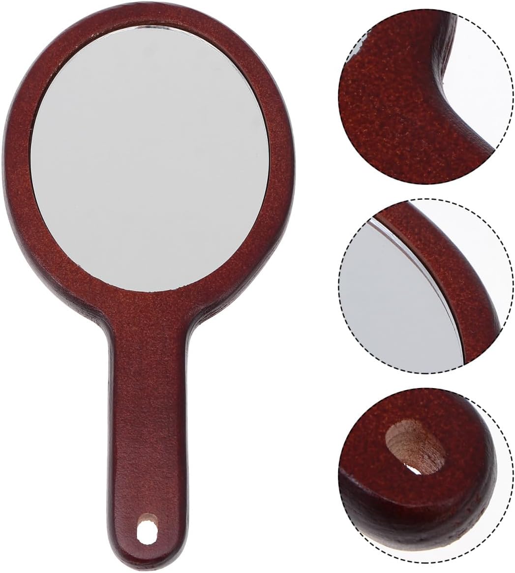 Unomor Lighted Travel Makeup Mirror Portable Wooden Mirror Lash Handheld for Women Style