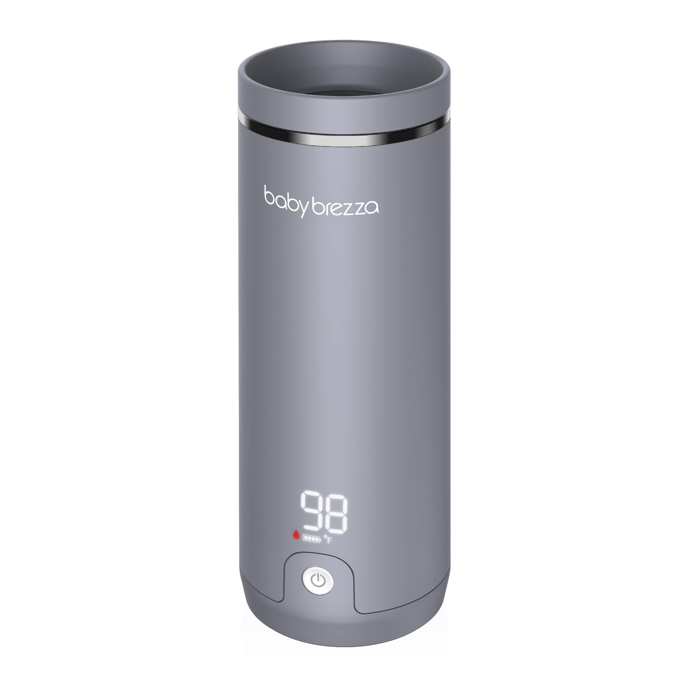 Baby Brezza Superfast Portable Baby Bottle Warmer – 50% Faster - Travel Breastmilk Warmer and Formula Warmer - Safe, Even Heating - Up to 9oz - No Adapters, Grey