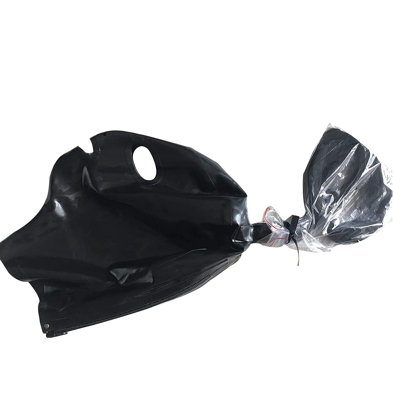 MFMYEE Masque en latex avec perruque en latex, coiffe BDSM bondage cosplay, masque de fête Halloween. (M)