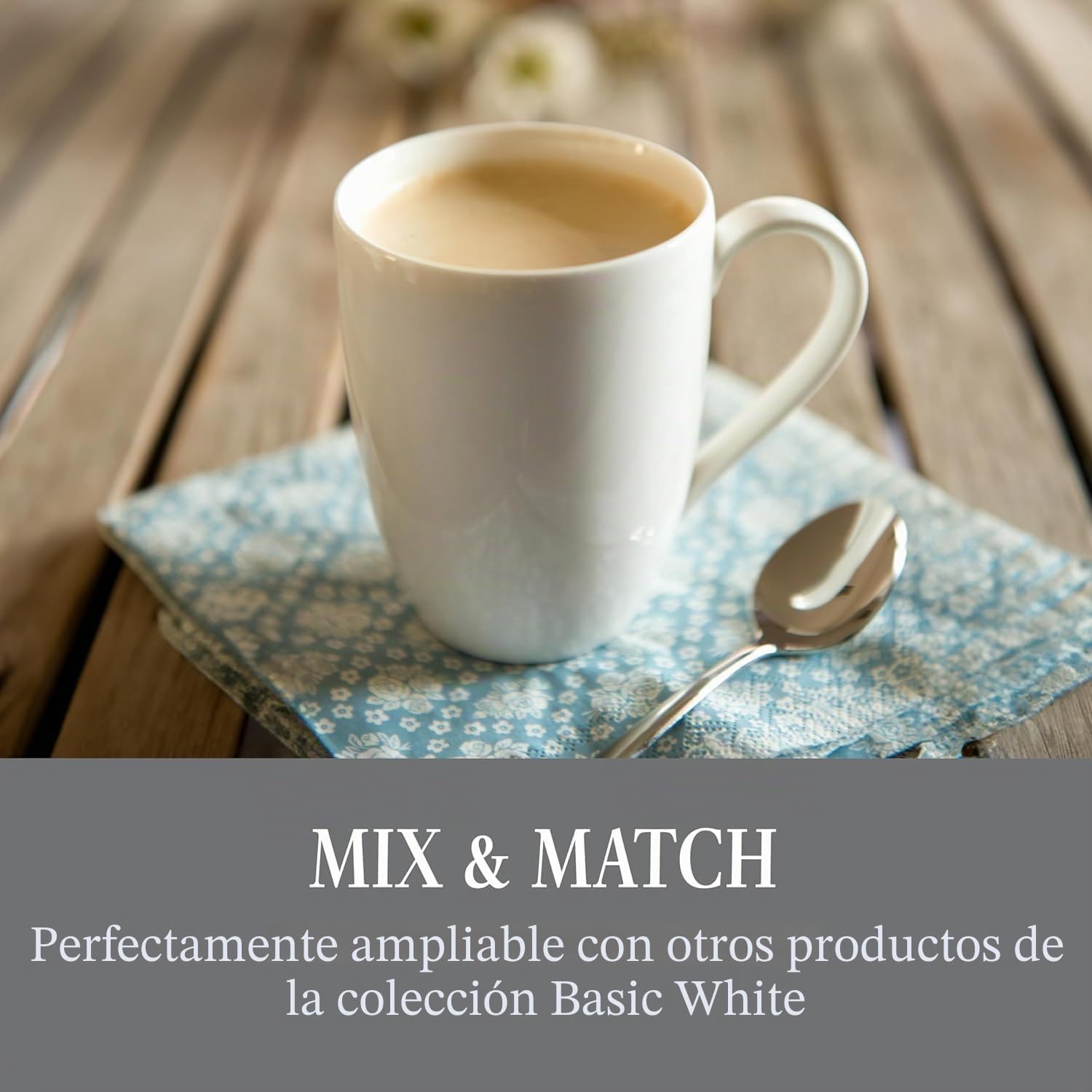 vivo by Villeroy & Boch Group Basic White Taza de café, Set de 6 piezas, 300 ml, Porcelana Premium, Blanco