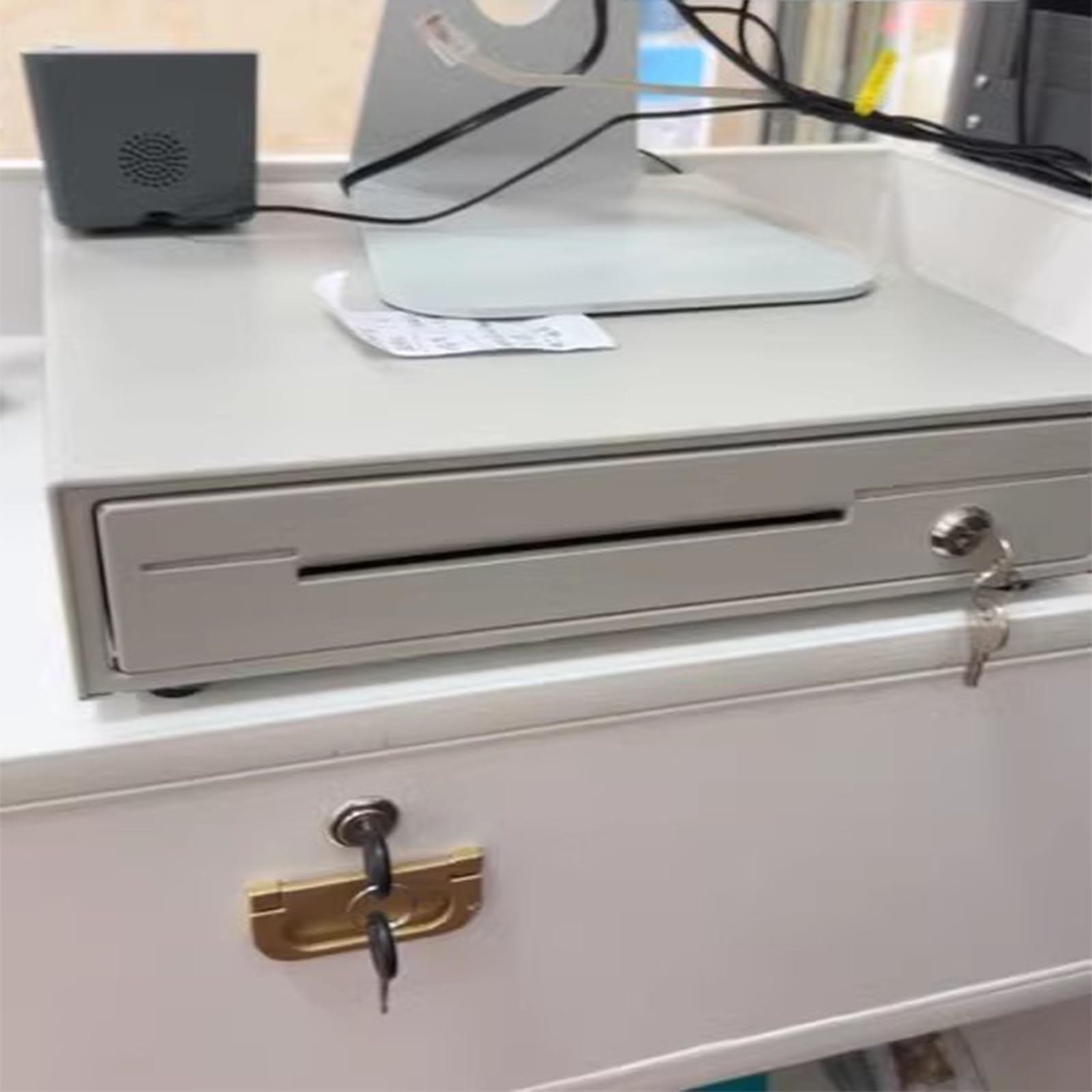 cassetto portadenaro, Cassetto portadenaro manuale compatto e resistente con apertura a pressione scomparto portamonete rimovibile for negozi aziende