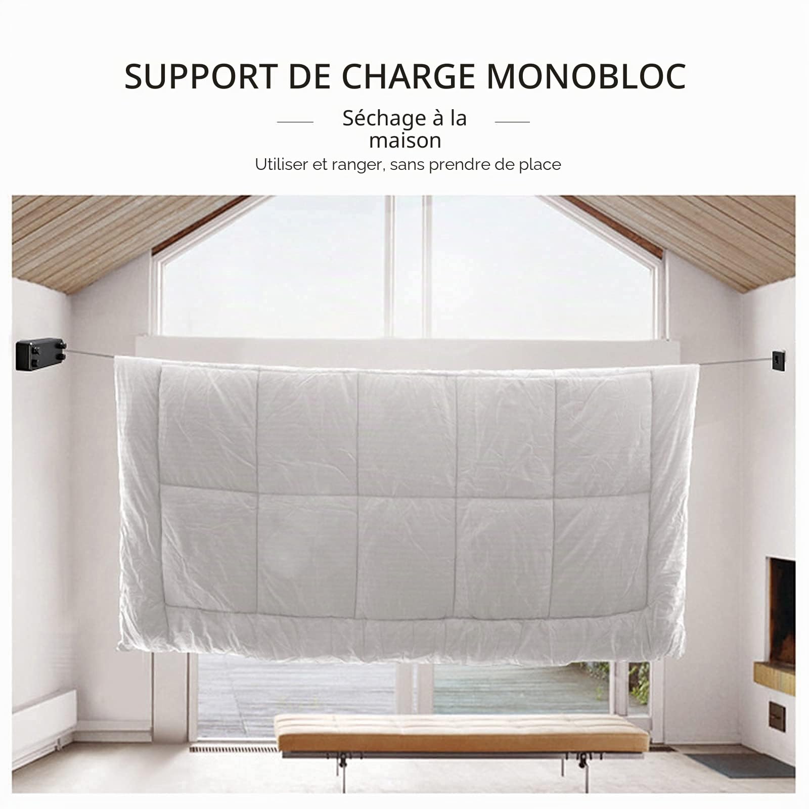 Corde à Linge RéTractable,Fil Linge Extensible RéGlable 4.2 m,Poteau Etendoir Linge Exterieur,Corde a Linge Exterieur ,pour IntéRieur D'HôTel,Salle De Bain, Balcon,Jardin