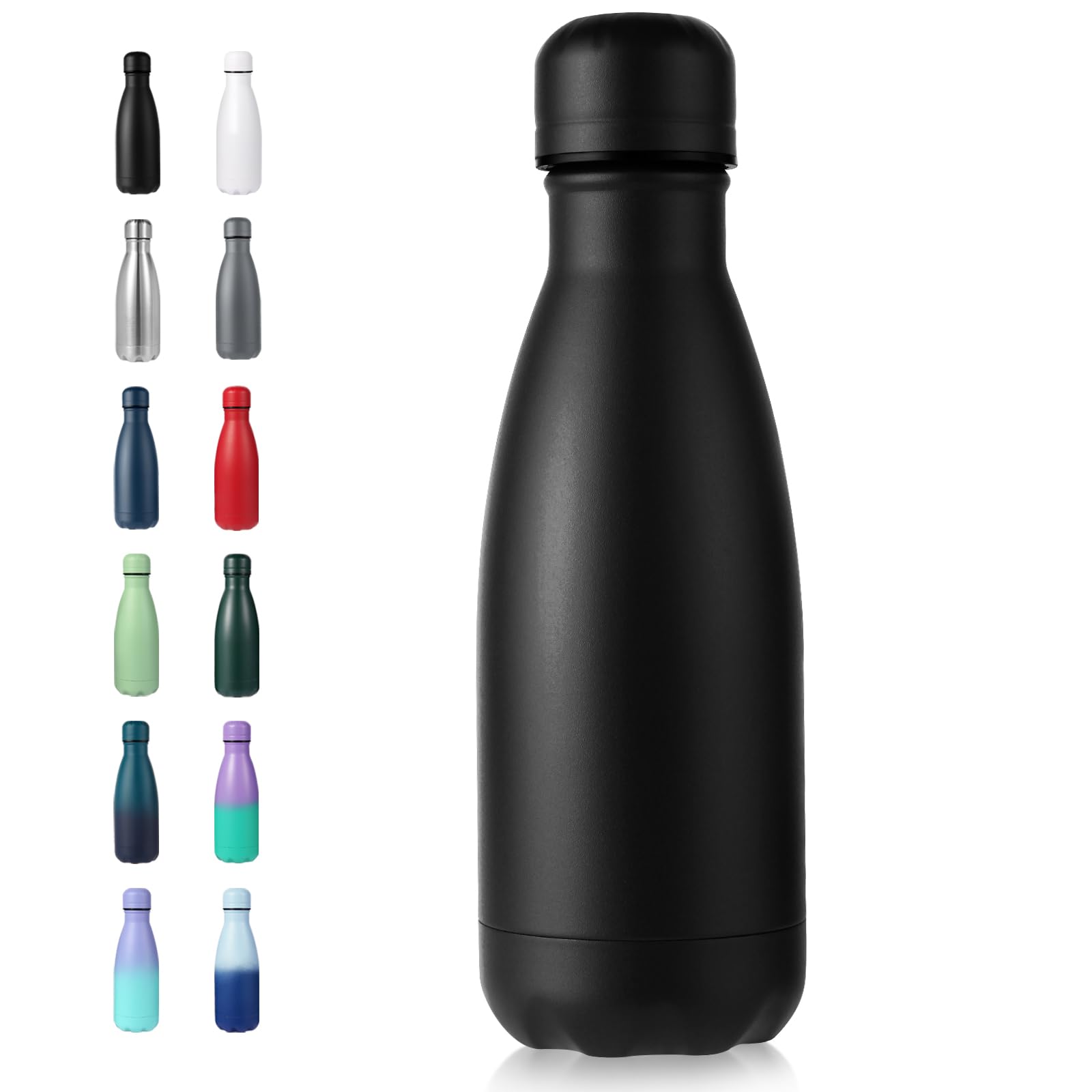Volhoply 12oz Small Water Bottle Stainless Steel BPA Free Insulated Water Bottles Double Wall Cola Shape Flask Keeps