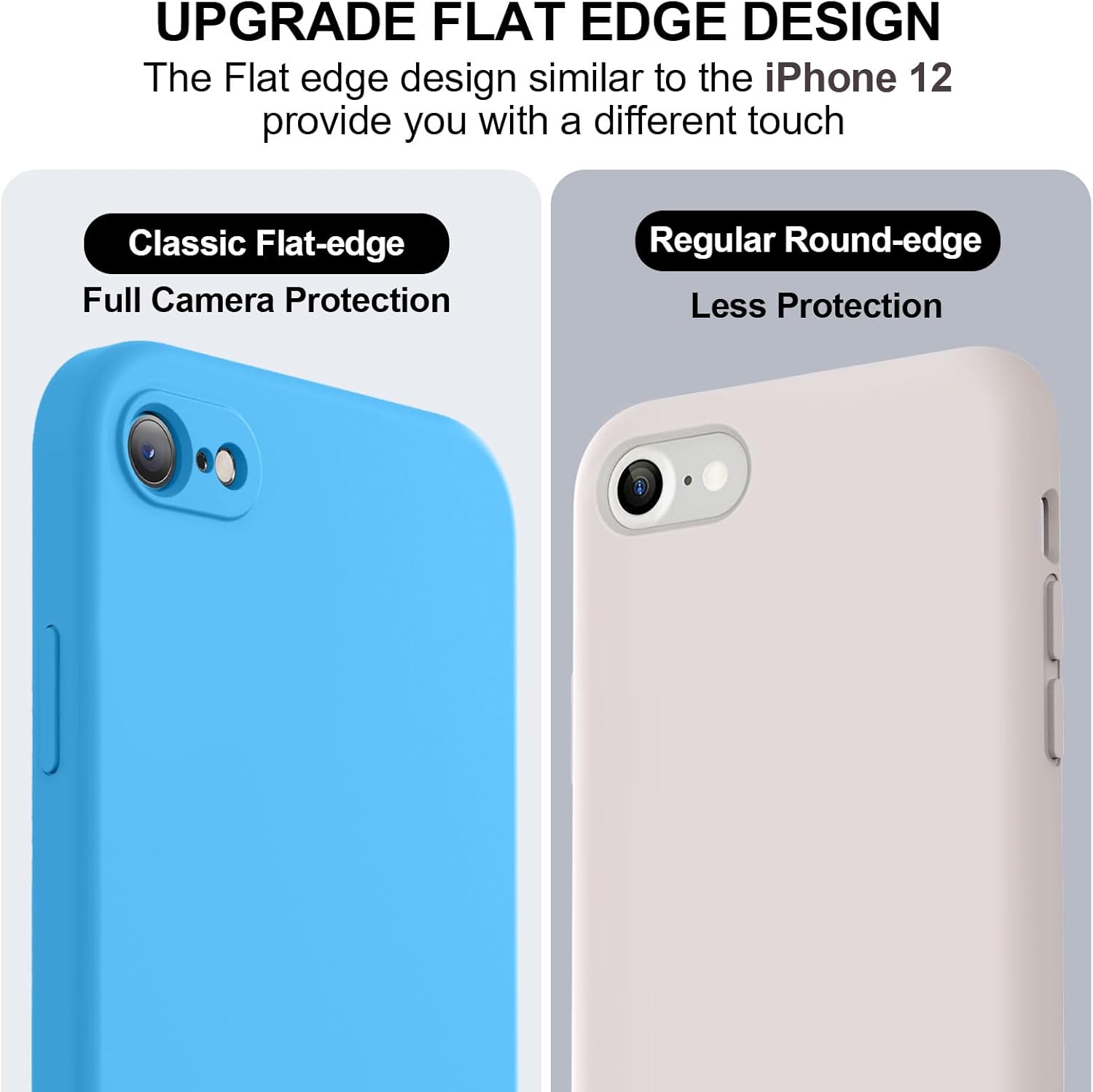 Vooii for iPhone SE Case 2022/3rd/2020,iPhone 8/7 Case, Upgraded Liquid Silicone with [Flat Edges] [Camera Protection] [Soft Anti-Scratch Microfiber Lining] Phone Case for iPhone SE - Blue - Image 3