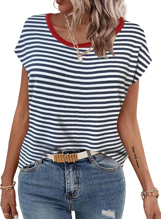 Zeagoo Sweater Vest Women Crew Neck Loose Fit Knit Lightweight T Shirts Pullover Casual Summer Outfits