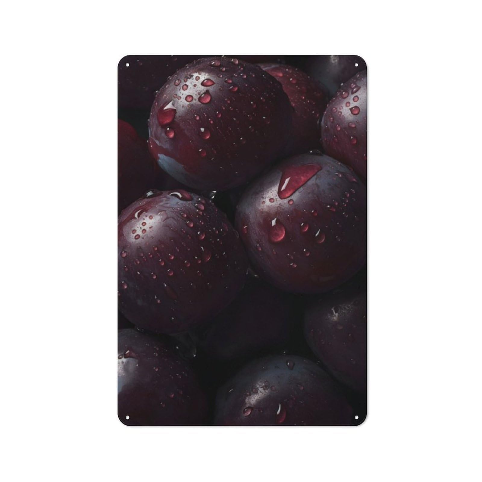 Junmoney Plums Vintage-Inspired Tin Sign 30X20cm For Café Or Restaurant, For Cooler-Month Interiors With Vintage Character