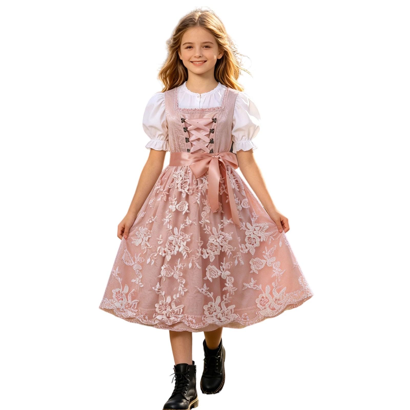 Dirndl dziewczęca bluzka i fartuch w tradycyjnym stylu Dirndl, sukienka midi, sukienka dla nastolatków, nowoczesny strój bawarski tradycyjny