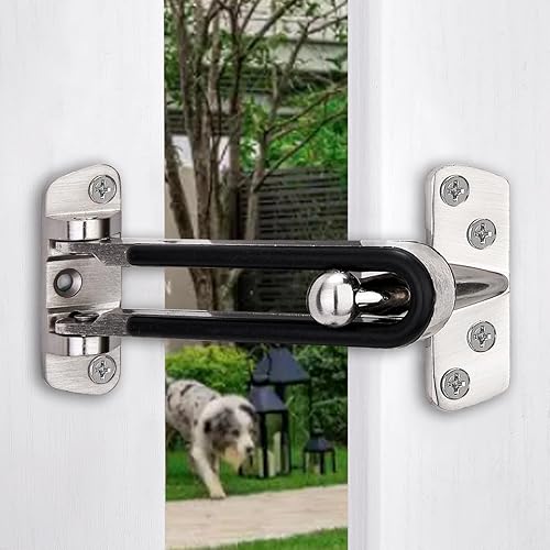 Miniatura 2 de Paquete de 2 cerraduras de puerta de barra oscilante, cerradura de puerta de seguridad sólida para el hogar, cerradura de cadena de puerta interior,
