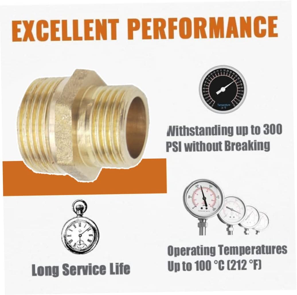 Brass Pipe Fittings Reducer Hex Nipple Adapter 1/2" NPT x 3/4" NPT Male thread, Approximately 3/2'' length Reducing Male Pipe Connecto