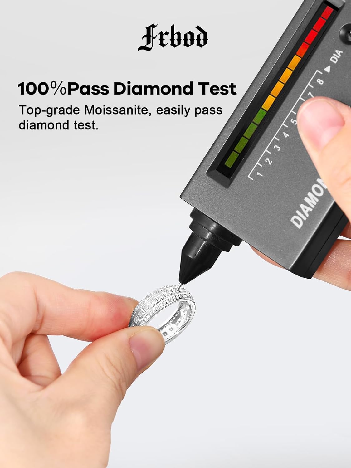 Chunky Moissanite Wedding Band for Men Women, D Color 1.02-4.8 Carat, Princess/Round Cut Bezel Set Eternity Rings in Sterling Silver, 14K Gold Plated Christmas Valentines Day Jewelry, Size 4-1