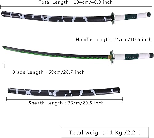 Vista 34 de Bowen - Espada de anime Demon Slayer, Tanjirou Rengoku Samurai, 40.5 pulgadas de acero al carbono real Espada Inosuke 2 piezas