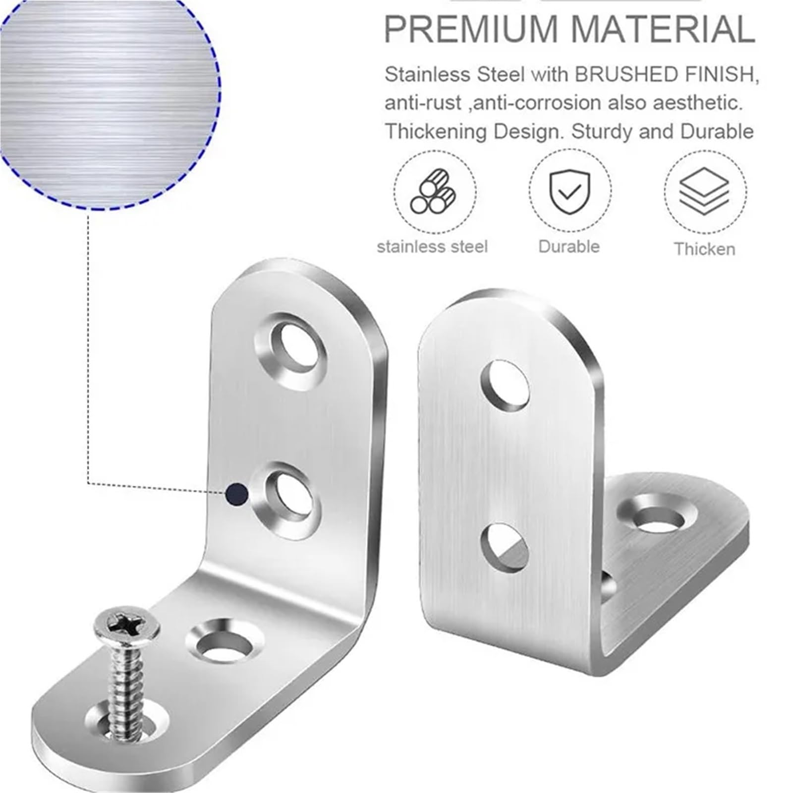 Staffe ad angolo, 30 pezzi, staffe angolari ad angolo di 90 gradi, in acciaio inox, ganci da parete (65 x 65 x 18 mm 06)