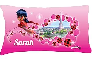 Miraculous Ladybug Pillowcase with Paris on Pink, Twin/Queen Size