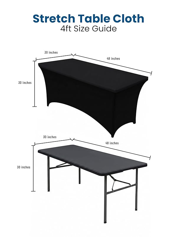 Utopia Kitchen Spandex Tablecloth 2 Pack [4FT, Black] Tight, Fitted, Washable and Wrinkle Resistant Stretch Table Cloth Rectangle Cover for Trade Show, Weddings & Parties [48Lx30Wx30H Inch] by Utopia Kitchen - Image 4