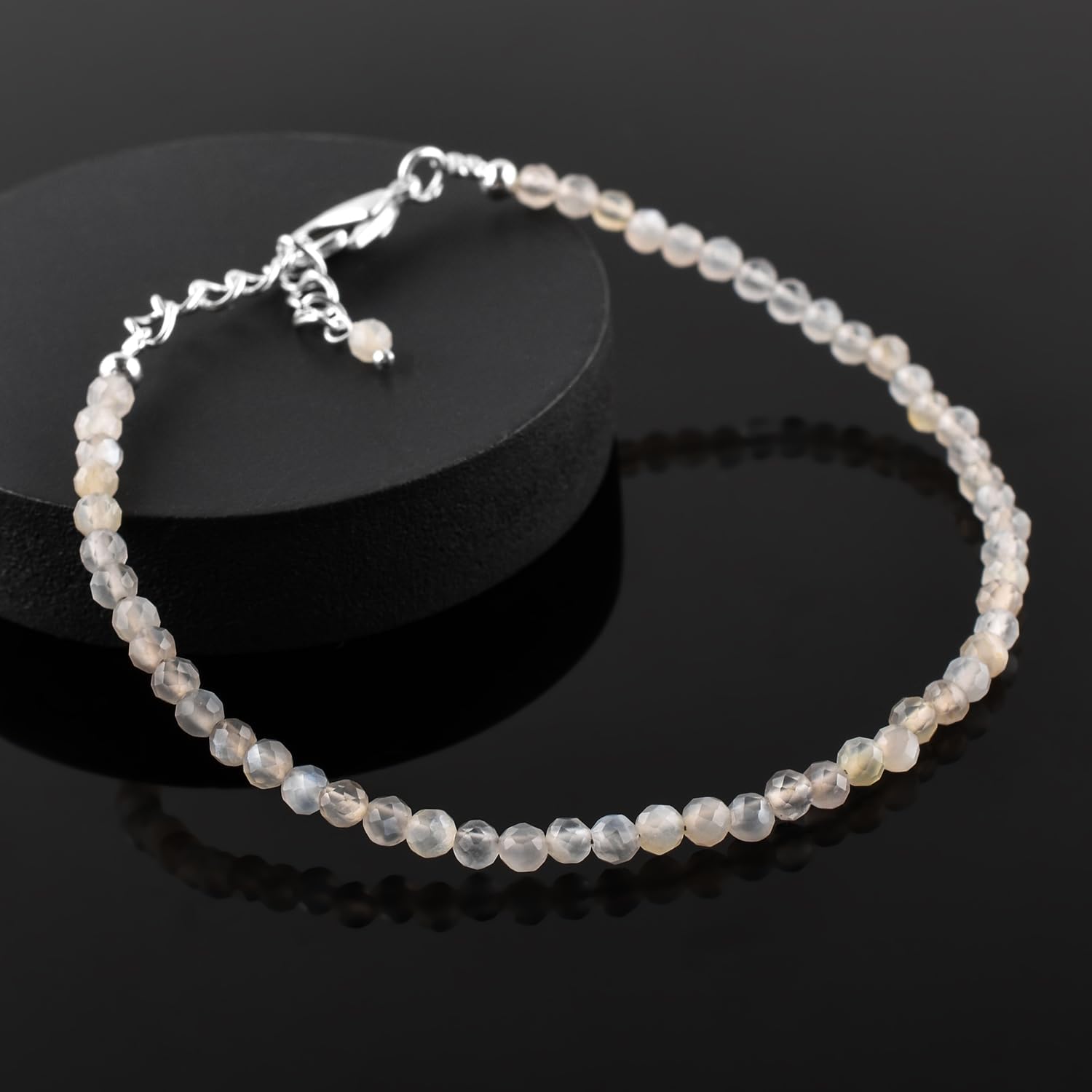 YANARA Gemstone Bracelet Natural Gemstone Micro Beads Handmade Jewelry For Women Chakra Energy Crystal, Silver Plated Chain 8 inch Crystal Bracelet - Image 4