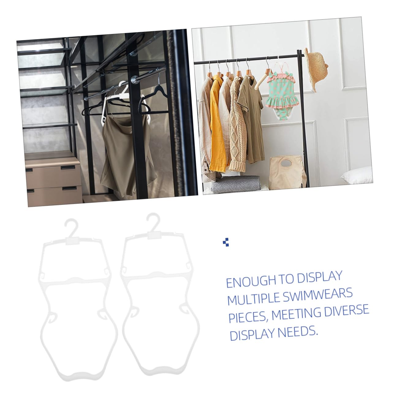 UKCOCO 10 Perchas Infantiles de Plástico Blanco Diseño Antideslizante y Forma de Cuerpo para Colgar Trajes de Baño de Niños en Armario del Hogar o Tienda